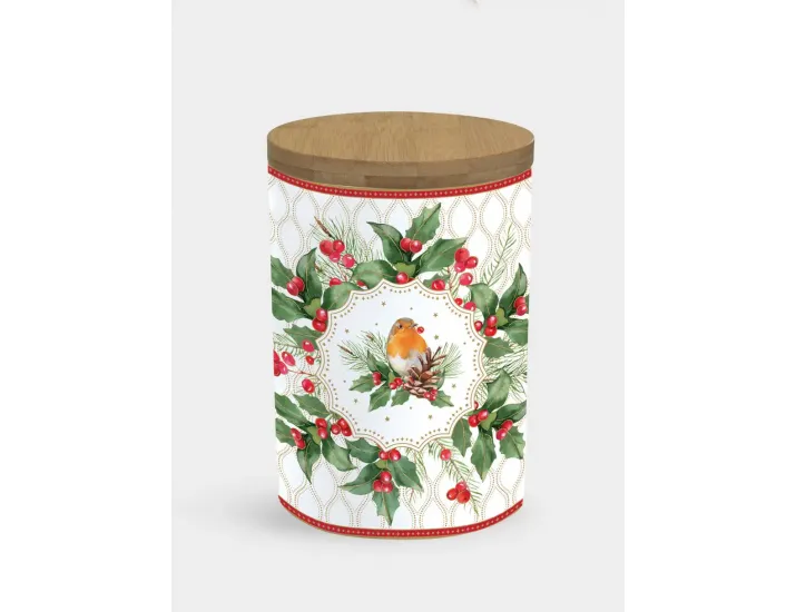 Банка 11x16 см белая Птица и ягоды Easy Life Christmas Berries