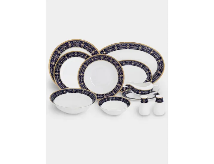 Сервиз обеденный 6 персон 27 предметов бело-синий Орнамент Anna Lafarg Ophelia