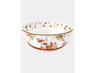 Салатник, 23х10 см, 2,5 л, фарфор P, белый, Белка и грибы, Autumn Breeze
