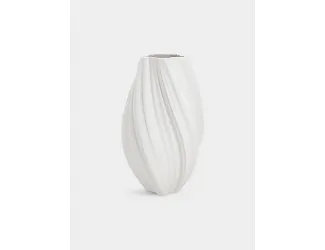 Ваза для цветов, 34 см, декоративная, фарфор P, белая, матовая, Волны, Ariel
