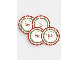 Тарелка десертная, 19 см, 4 шт, фарфор P, белая, Микс, Magie de Noel