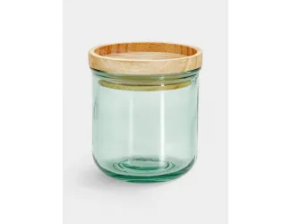 Банка для сыпучих продуктов, 350 мл, стекло/дерево, зеленая, Jars