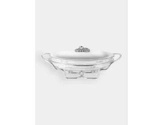 Блюдо с подогревом, 44х26 см, стекло Т/сталь, овальное, Vintage