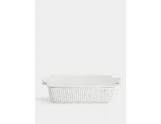 Форма для запекания, 28х20 см, с крышкой, фарфор P, прямоугольная, молочная, в крапинку, Speckle