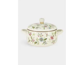 Кастрюля, 20 см, 2,6 л, с крышкой, с покрытием, сталь, молочная, Цветы, Provence
