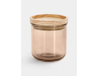 Банка для сыпучих продуктов, 350 мл, стекло/дерево, коричневая, Jars
