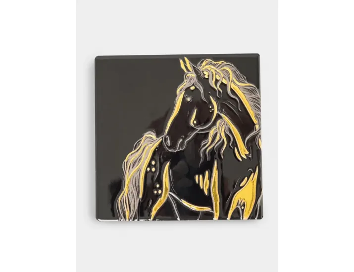 Подставка под кружку 11х11 см квадратная черная Лошадь Anna Lafarg Horse