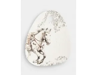 Подставка под горячее, 15x20 см, керамика/пробка, треугольник, белая, Конь, White horse