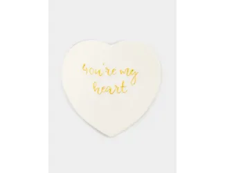 Подставка под кружку, 13х9 см, керамика/пробка, сердце, белая, Надпись