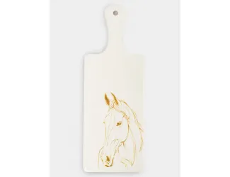 Подставка под горячее, 12х33 см, керамика/пробка, с ручкой, белая, Лошадь, Horse