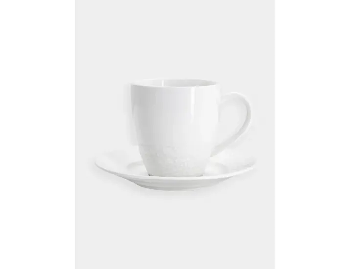 Чашка с блюдцем 220 мл белая Мятый эффект Home & Style Rock