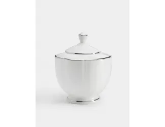 Сахарница 10,5 см 250 мл белая с серебристым кантом Anna Lafarg Lotus silver