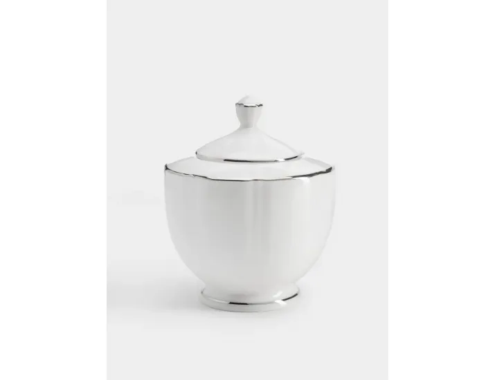 Сахарница 10,5 см 250 мл белая с серебристым кантом Anna Lafarg Lotus silver