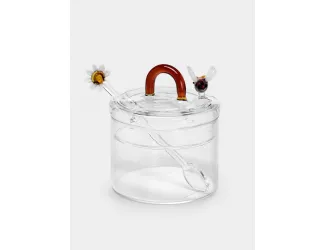 Сахарница, 9 см, 300 мл, с ложкой, стекло Б, Пчелка и маргаритка, Monterey