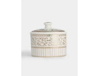 Сахарница, 10 см, 300 мл, фарфор N, белая, с золотистым орнаментом, Golden