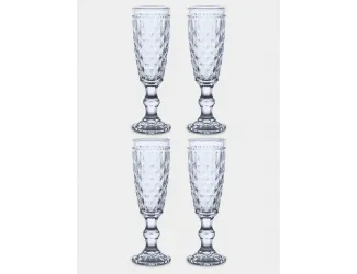 Набор бокалов для шампанского, 4 пр, 150 мл, стекло, голубые, Dubai