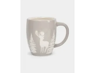 Кружка, 360 мл, керамика D, серо-белая, Олень в лесу, Maral grey