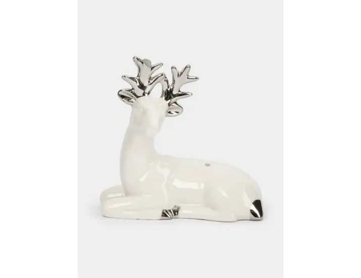 Емкость для соли или перца 9 см бело-серебристая Олень Anna Lafarg Maral grey