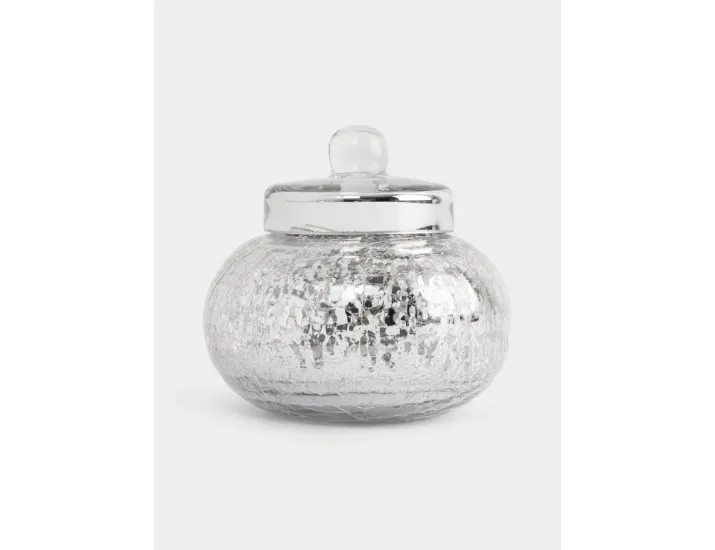Конфетница 16х15 см с крышкой серебристая Кракелюр Anna Lafarg Craquelure