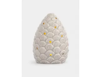 Статуэтка, 11 см, с подсветкой, фарфор P, бежево-молочная, Шишка, Pinecone