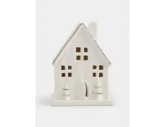 Статуэтка с подсветкой, 8 см, фарфор P, бело-золотистый, Дом, Townlet