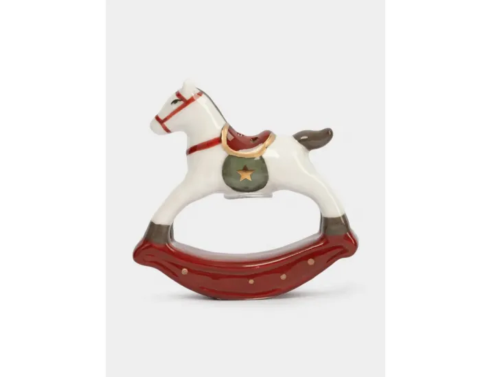 Емкость для соли или перца 7 см бежево-бордовая Лошадка-качалка Anna Lafarg Bright horse