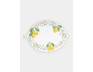Блюдо, 30х21,5 см, фарфор P, овальное, белое, Цветы и лимоны, Fleurs et Citrons