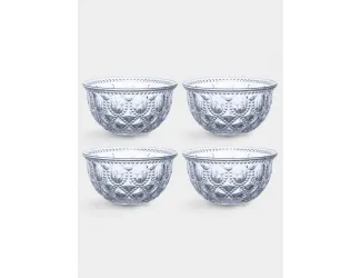 Набор салатников, 4 пр, 400 мл, 13 см, стекло, голубые, Dubai