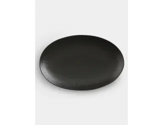 Тарелка овальная, 25x16 см, чёрная, Икра