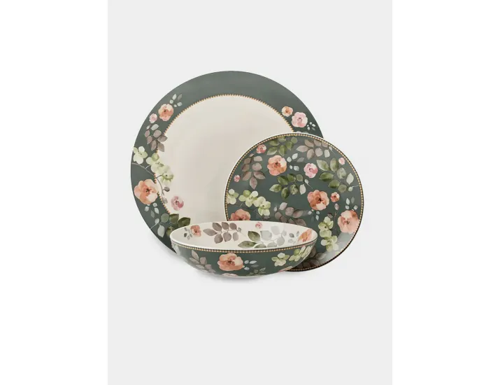 Набор обеденный 4 персоны 12 предметов серо-зеленый Цветы Maxwell & Williams Arcadia
