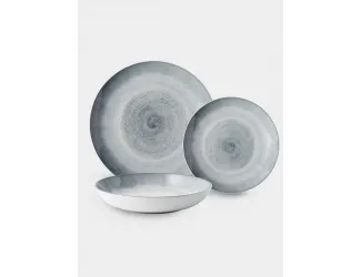 Сервиз обеденный, 4 перс, 12 пр, керамика, серо-голубой, Спираль, Vulcano