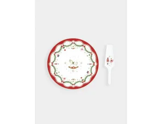 Блюдо, 32 см, с лопаткой, фарфор P, белое, Новогодняя гирлянда, Magie de Noel