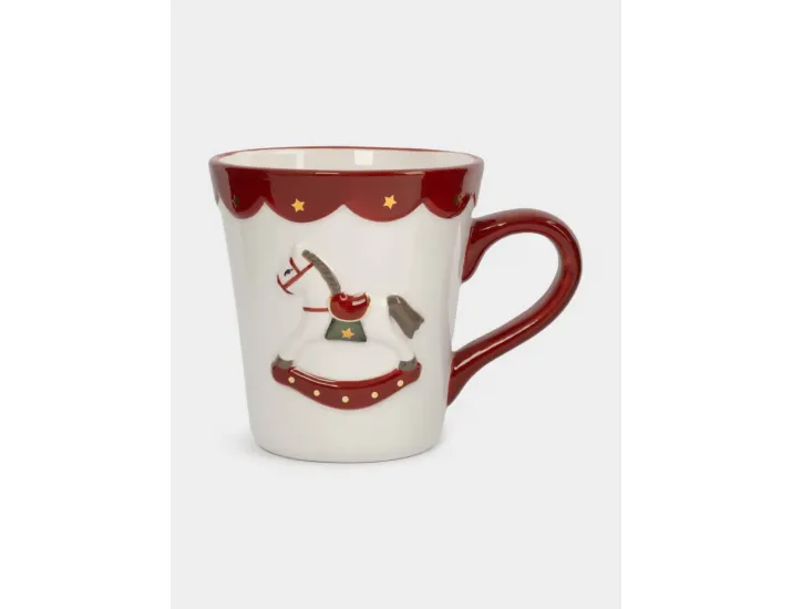 Кружка 510 мл бело-красная Лошадка-качалка Anna Lafarg New year