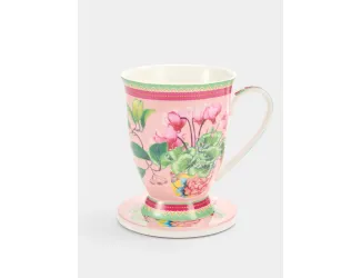 Кружка, 300 мл, с подставкой, Цикламен