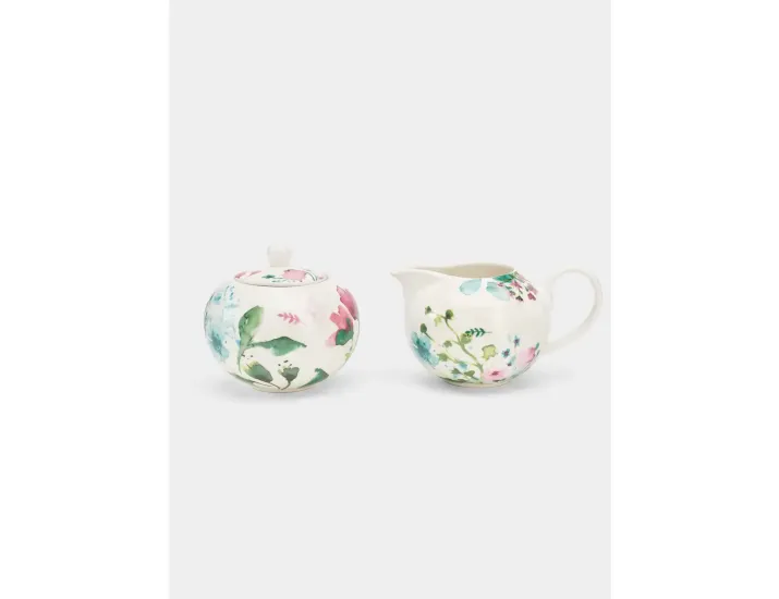 Набор сахарница 400 мл и молочник 360 мл белый Акварельные цветы Maxwell & Williams Primavera