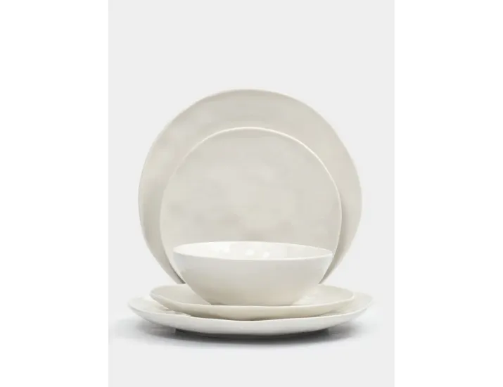 Сервиз обеденный 6 персон 18 предметов белый Мятый эффект Anna Lafarg Barkhan