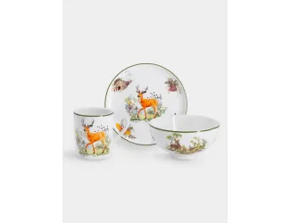Набор, 3 пр, тарелка 18 см, салатник 13 см, кружка 200 мл, Олени