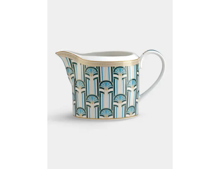 Молочник 250 мл бело-синий с золотистым кантом Веер Pozzi Milano Liberty