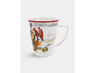 Кружка, 380 мл, фарфор F, белая, с красным кантом, Осень, A. Vivaldi