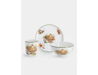 Набор, 3 пр, тарелка 18 см, салатник 13 см, кружка 200 мл, Лисята