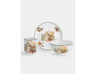 Набор, 3 пр, тарелка 18 см, салатник 13 см, кружка 200 мл, Зайчата