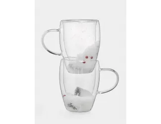 Кружка, 350 мл, 2 шт, стекло Б, с ягодами и еловыми ветками внутри, Wind-mystery