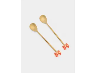 Ложка десертная, 15 см, 2 шт, сталь, золотистая, Бант, New year