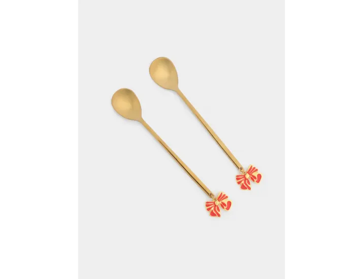 Ложка десертная 15 см 2 шт золотистая Бант Anna Lafarg New year