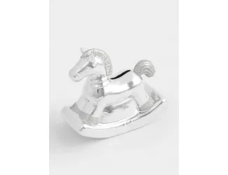 Копилка, 13 см, фарфор P, серебристая, Лошадка-качалка, Horse