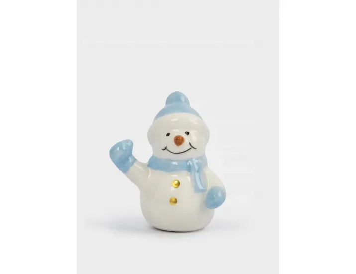 Статуэтка 6 см бело-голубая Снеговик в шапке и шарфе Anna Lafarg Snowman
