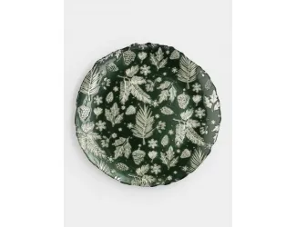 Блюдо, 33 см, стекло, зеленое, Еловые ветки, Granada