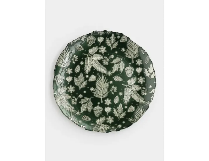 Блюдо 33 см зеленое Еловые ветки Anna Lafarg Granada
