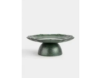 Блюдо на ножке, 21х8 см, стекло, зеленое, Seville