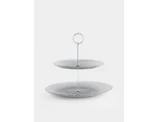 Подставка для пирожных, 21х28/26 см, 2 яруса, стекло/металл, серебристо-серая, Avila